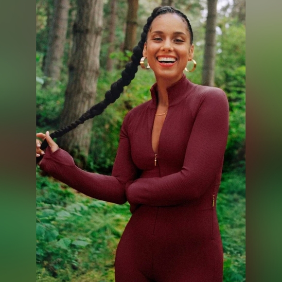 NWOT ATHLETA + ALICIA KEYS Goddess Bodysuit Maroon Sz LRG - Picture 3 of 5